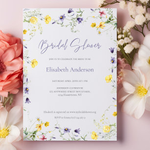 Chic Floral Spring Calligraphy Bridal Shower Invitation