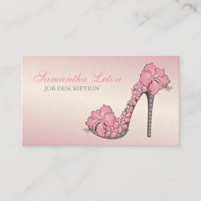 Chic Floral Stilettos Shoes High Heels Pumps Business Card (Front)