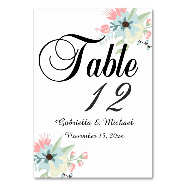Chic Floral Table Number (Front)