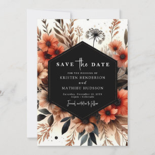 Chic Floral Terracotta Wedding Save The Date
