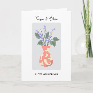 Chic floral vase illustration with lavender card
