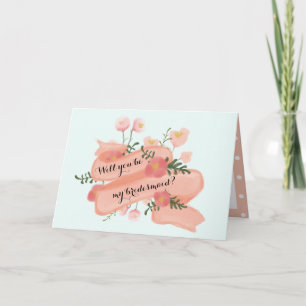 Chic Floral Vintage Banner Will Be My Bridesmaid? Invitation