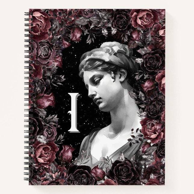 CHIC FLORAL VINTAGE BAROQUE MONOGRAM PERSONALIZED  NOTEBOOK (Front)
