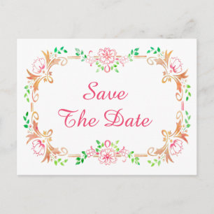 Chic Floral Watercolor 50th Birthday Save The Date Announcement Postcard
