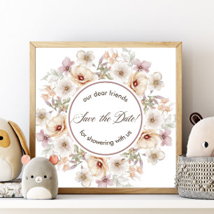 Chic Floral Watercolor Baby in Bloom Baby Shower Save The Date