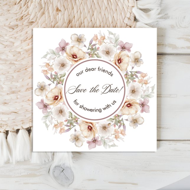 Chic Floral Watercolor Bridal Shower Save The Date (Chic Floral Watercolor Bridal Shower Save The Date)