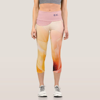 Chic Floral Watercolor Capri Leggings