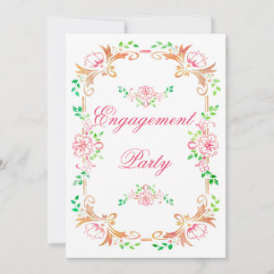 Chic Floral Watercolor Engagement Double Sided Invitation