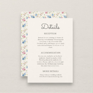 Chic Floral Watercolor Wedding Information Card