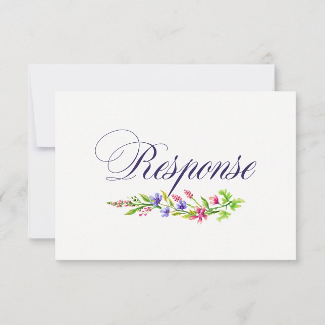 Chic Floral Wedding Invitation RSVP/Response Card (Front)