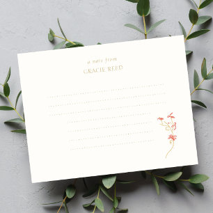 Chic Floral Wedding Lined Handwritten Note Card