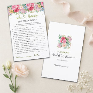 Chic Floral Who Knows The Bride Best Game