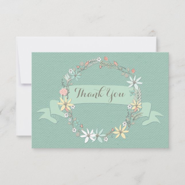 Chic Floral Wreath Banner Thank You (Front)