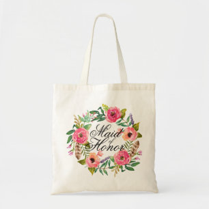 Chic Floral Wreath Maid of Honour-3 Tote Bag
