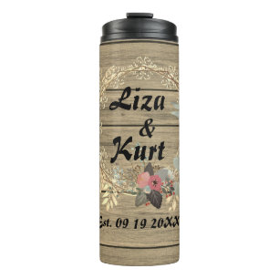 Chic Floral Wreath Rustic Wedding Thermal Tumbler