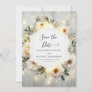 Chic Florals Mason Jar Wedding Save The Date