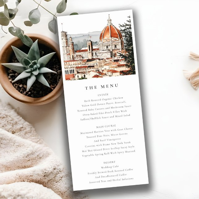 Chic Florence Cathedral Italy Wedding Menu Card (Creator Uploaded)