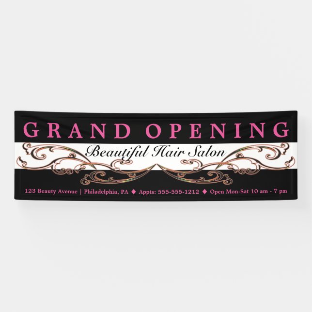 Chic Flourish Beauty Salon Boutique Grand Opening Banner (Horizontal)