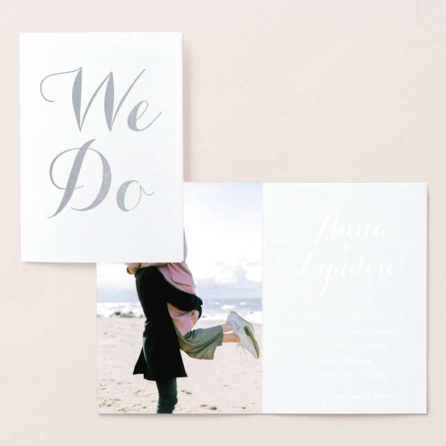 Chic Flourish | Wedding Photo Silver Foil Card (Display)