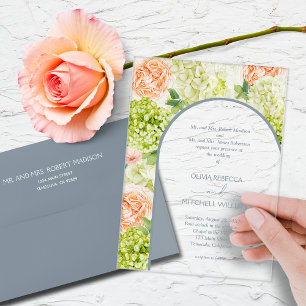 Chic Flowers Blue Arch Wedding Acrylic Invitations