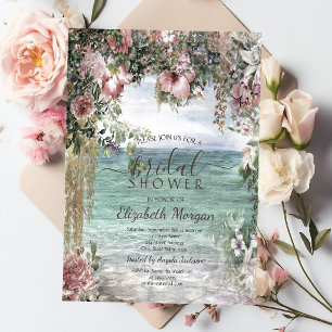 Chic Flowers Ocean  Bridal Shower  Invitation