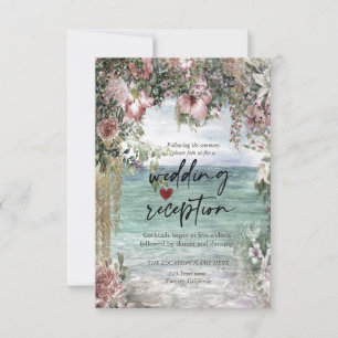 Chic Flowers Ocean Reception  Invitation