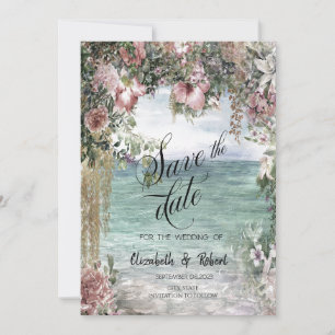 Chic Flowers Ocean Save The Date