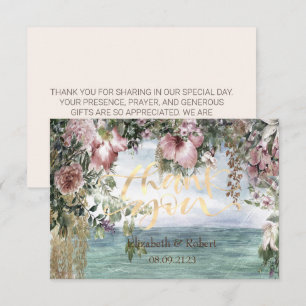 Chic Flowers Ocean  Thank You Card