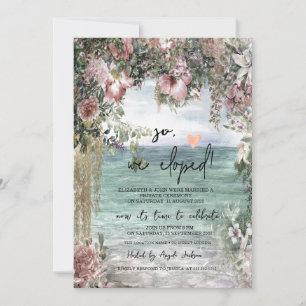 Chic Flowers Ocean Wedding Elopement   Invitation