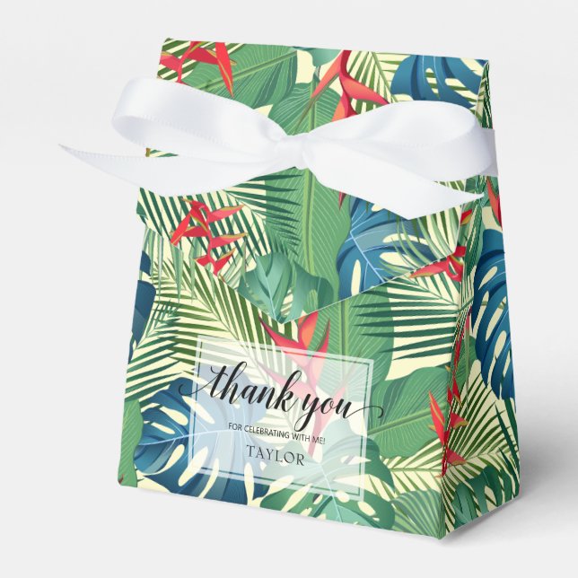 Chic Flowers Palms Monstera  Favour Box (Front Side)
