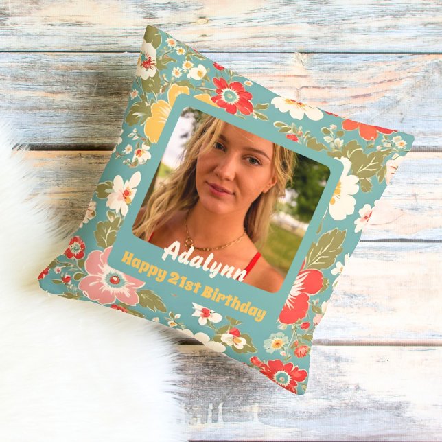 Chic Flowers Photo Gifts for 21 Year Old Female Cushion (Chic Flowers Photo Gifts for 21 Year Old Female)