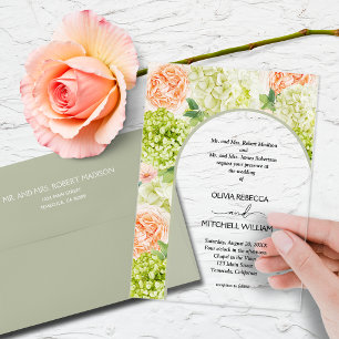 Chic Flowers Sage Green Arch Wedding Acrylic Invitations