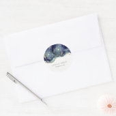 Chic Fluid Abstract Ink Gold Navy Glitter Wedding Classic Round Sticker (Envelope)