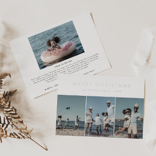 Chic Foil Merry Christmas Year In Review 4 Photo Holiday Card