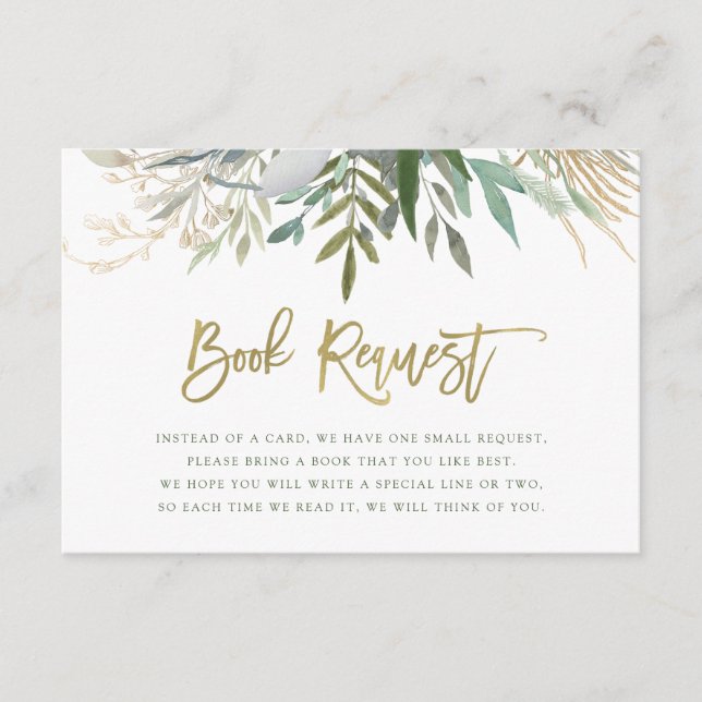 Chic Foliage | Baby Book Request Enclosure Card (Front)