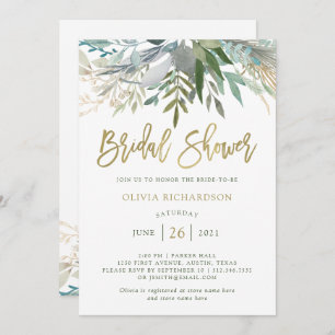 Chic Foliage   Bridal Shower Invitation