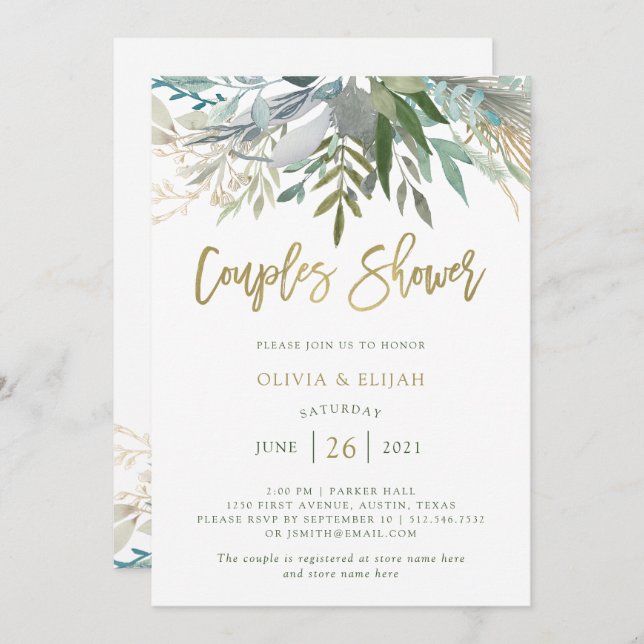 Chic Foliage | Couples Shower Invitation (Front/Back)