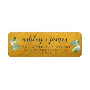 Chic Foliage Dark Green Gold Return Address Label