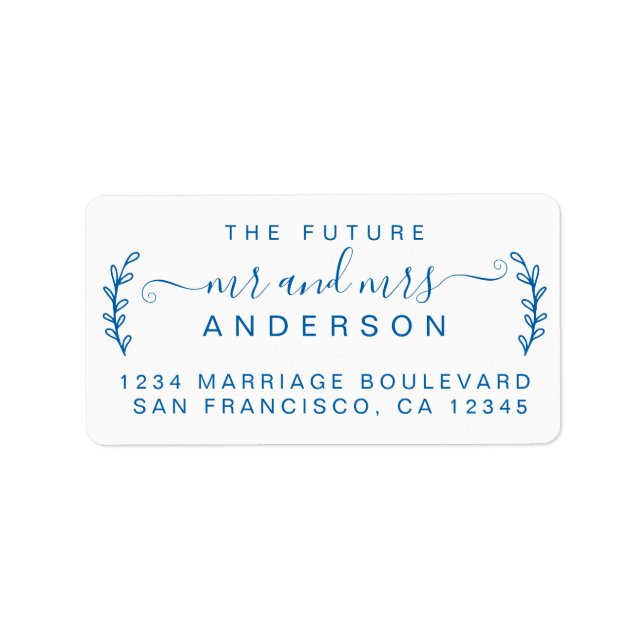 Chic Foliage Future Mr Mrs Wedding Return Address  Label (Front)