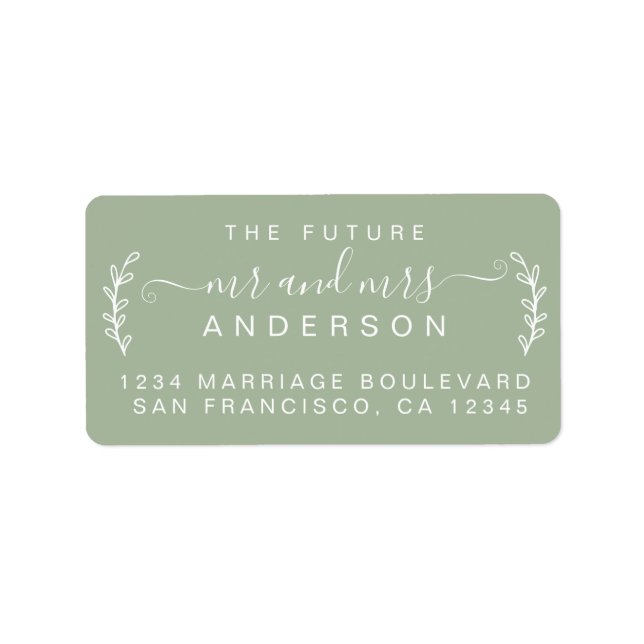 Chic Foliage Future Mr Mrs Wedding Return Address Label (Front)