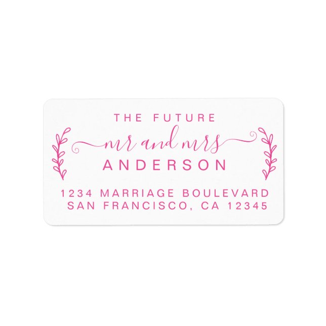 Chic Foliage Future Mr Mrs Wedding Return Address  Label (Front)