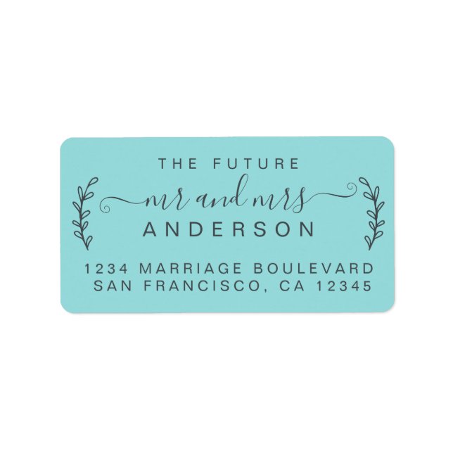 Chic Foliage Future Mr Mrs Wedding Return Address  Label (Front)
