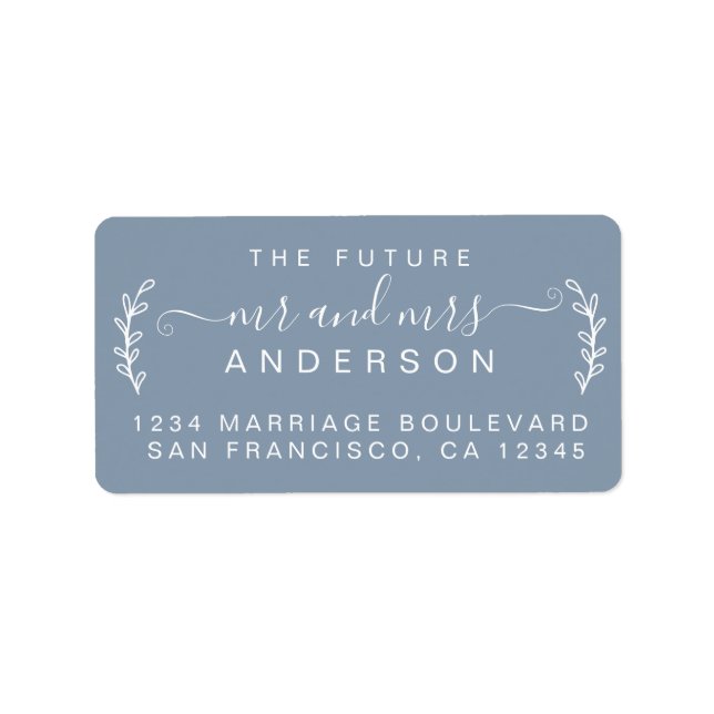 Chic Foliage Future Mr Mrs Wedding Return Address Label (Front)