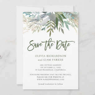 Chic Foliage   Photo Wedding Save The Date