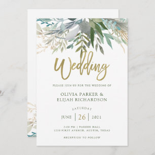 Chic Foliage   Wedding Invitation