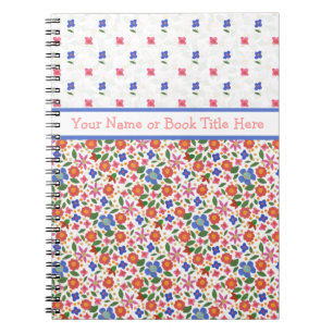 Chic Folk Art Florals on White Spiral Notebook