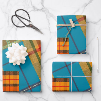 Chic Folk Plaid  Wrapping Paper Sheet