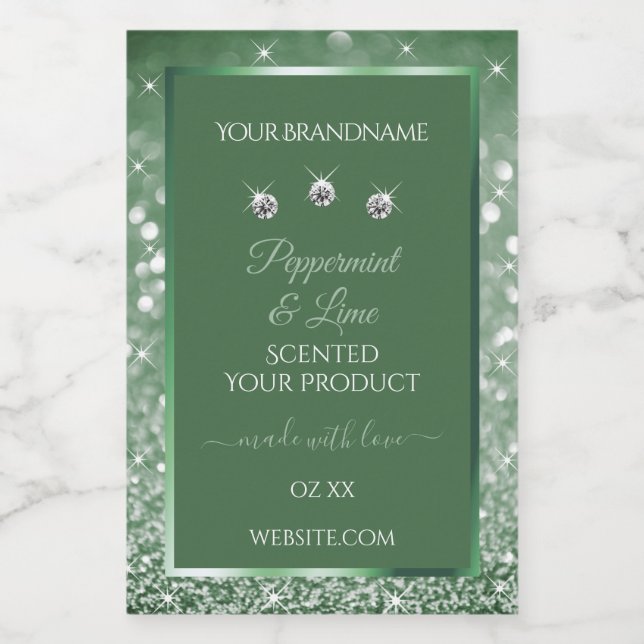 Chic Forest Green Glitter Product Packaging Labels (Single Label)