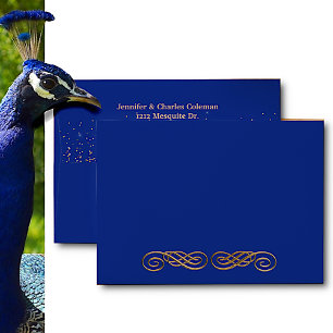 Chic Formal Blue & Gold Invitation Envelope
