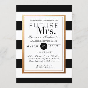 Chic & Formal Bridal Shower   Gold & Black Invitation